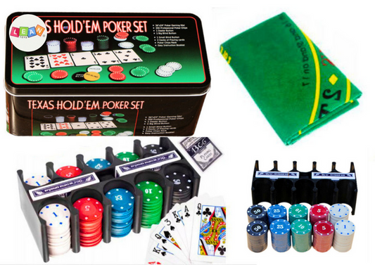Set de joc Poker, 2 pachete de carti, jetoane si tabla de joc, Lean 20164