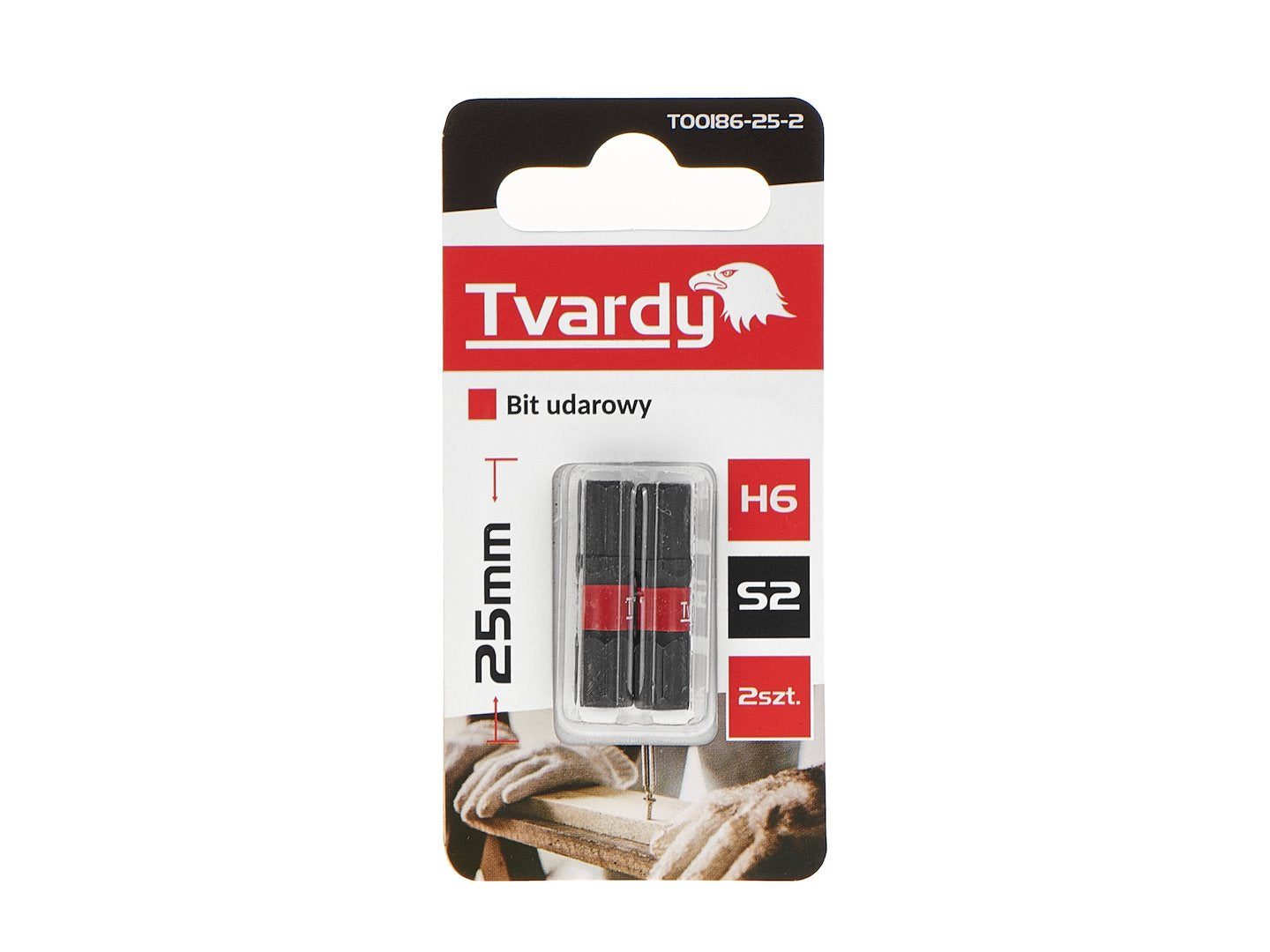 Set biti de impact H6, 25 mm S2, 2 bucati, Tvardy T00186-25-2