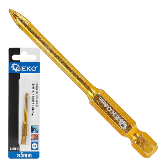 Burghiu pentru sticla si ceramica HEX, 5 mm, Geko G39701E
