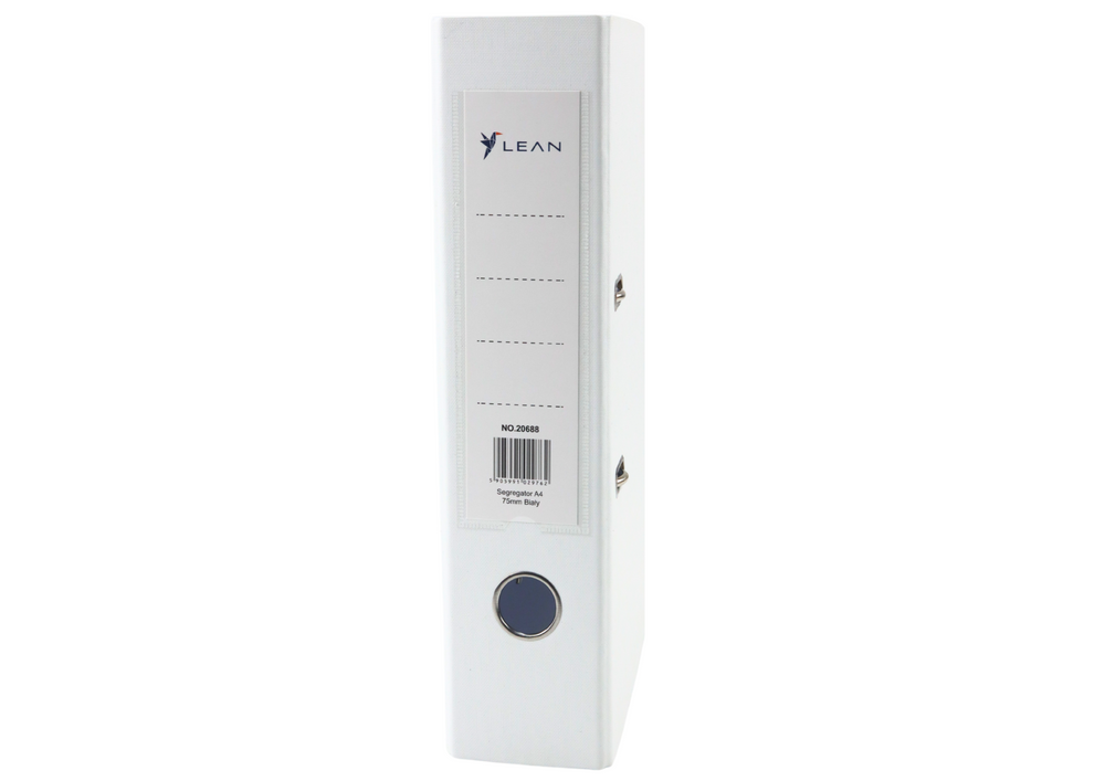 Dosar A4, 75 mm, alb, capacitate 500 foi, Lean 20688