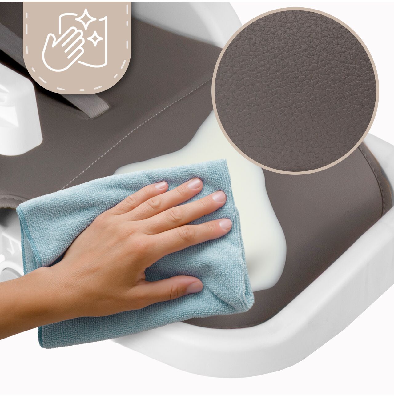 Scaun inalt pliabil pentru hranire cu roti, alb / gri, MalPlay 113159