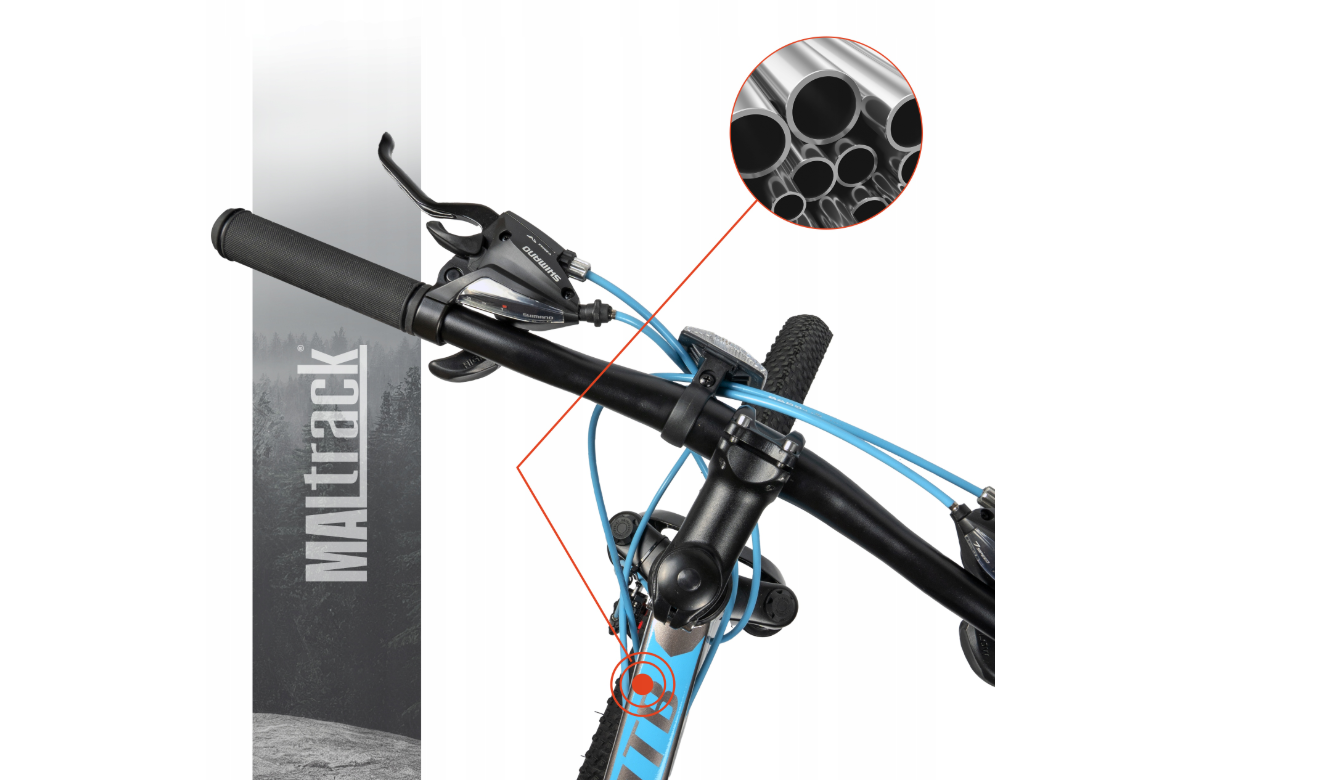 Bicicleta MTB26 Grey / Blue, 21 viteze, cadru 18", roti 26", MalTrack 110982