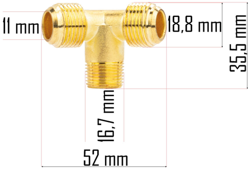 Racord in T pentru compresor, Powermat PM-KO-50T-V2-TR