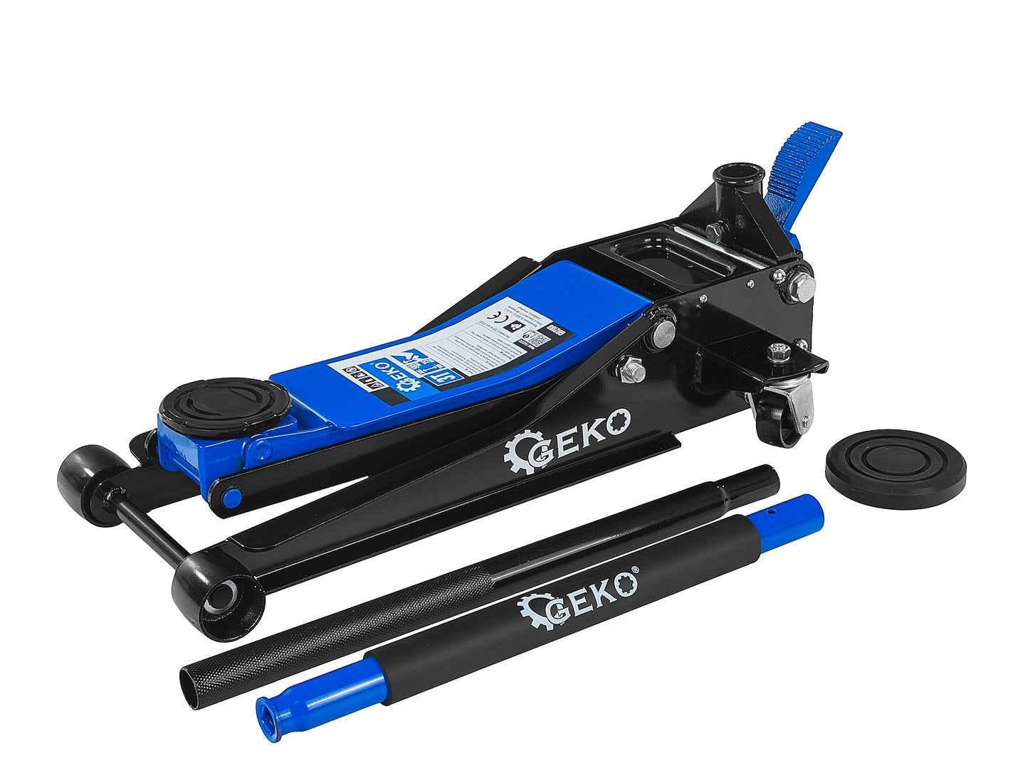 Cric hidraulic tip crocodil cu 2 pistoane si pedala de picior, 75-505mm, 3 T, Geko G02188