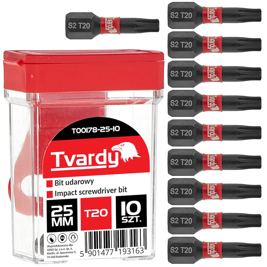 Set biti de impact T20, 25 mm S2, 10 bucati, Tvardy T00178-25-10