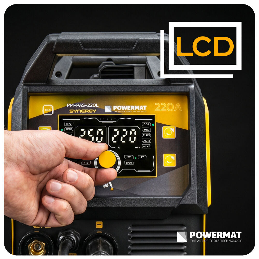 Aparat de sudura tip invertor migomat PM-PAS-220L, afisaj LCD, 220 A, Powermat PM1671