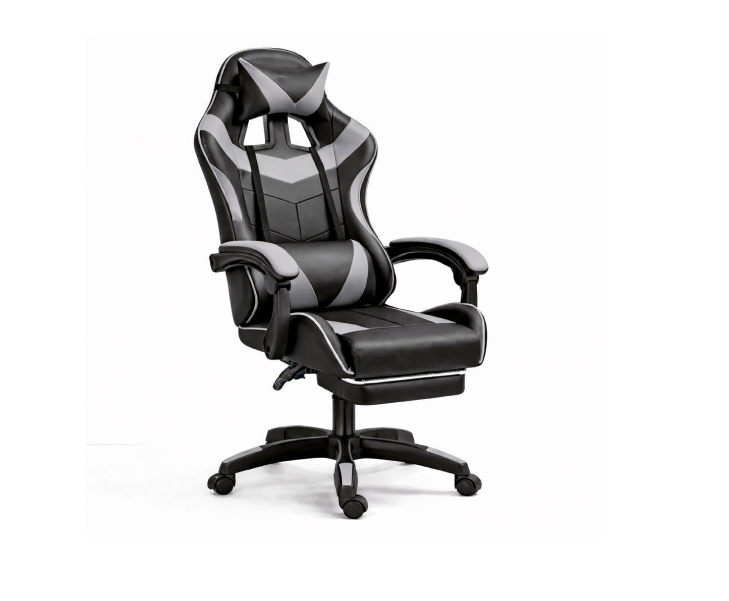 Scaun pentru gaming rotativ cu suport pentru picioare, negru / gri, Lean 30556