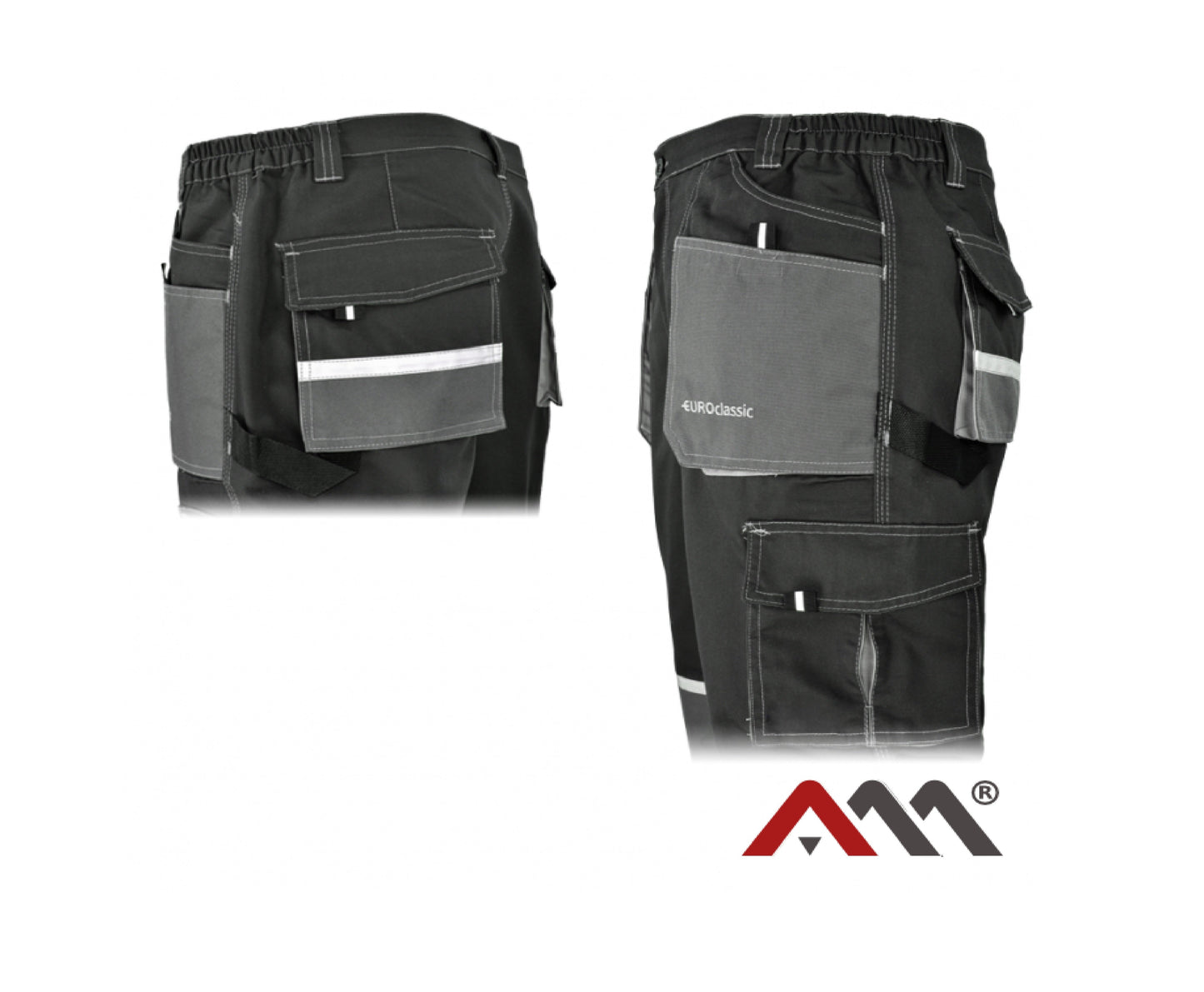 Pantaloni de lucru cu elemente reflectorizante Euroclassic, gri, marimea 44, Artmas ART794357