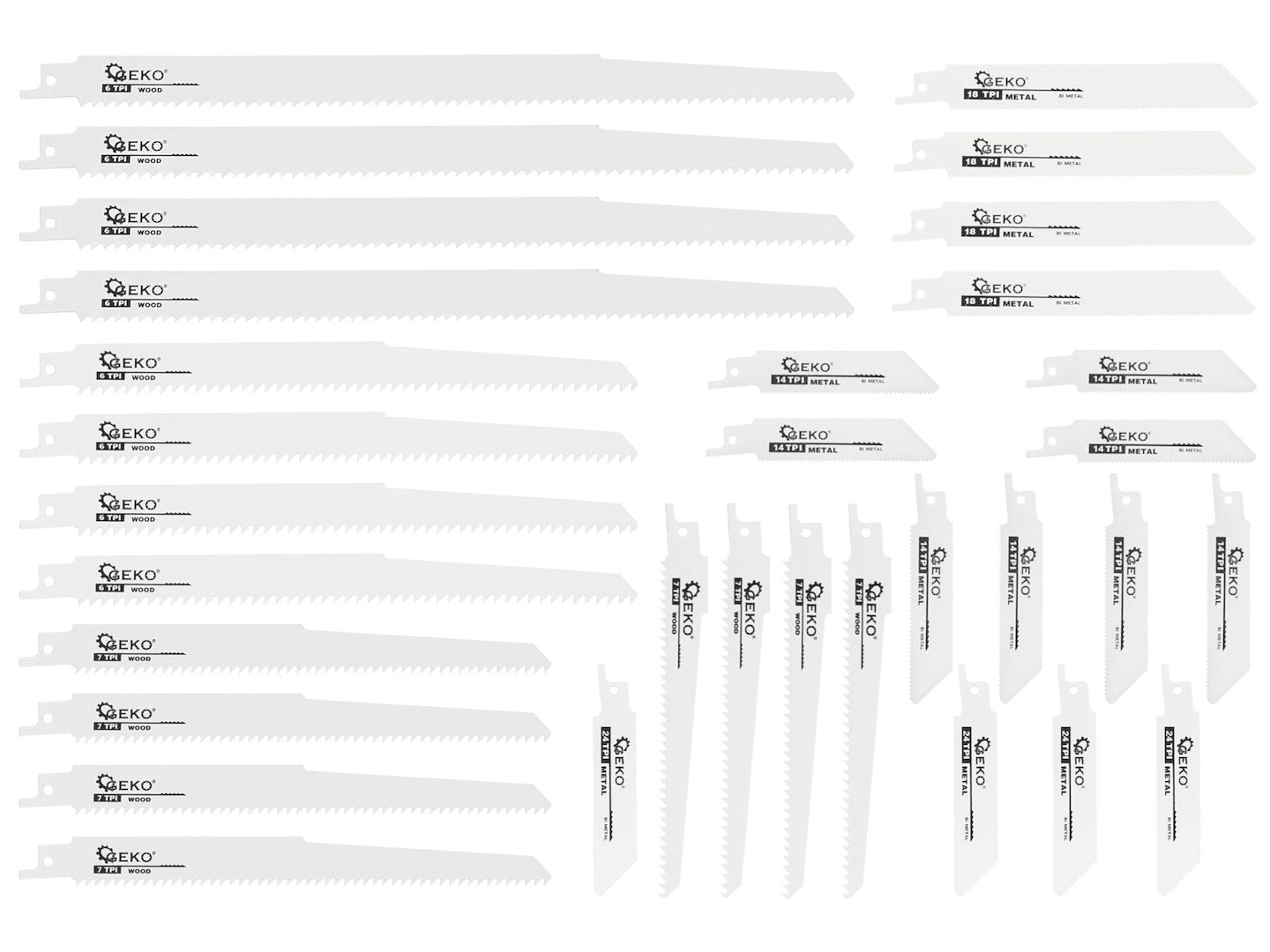 Set lame pentru fierastrau sabie, 28 bucati, Geko G01254
