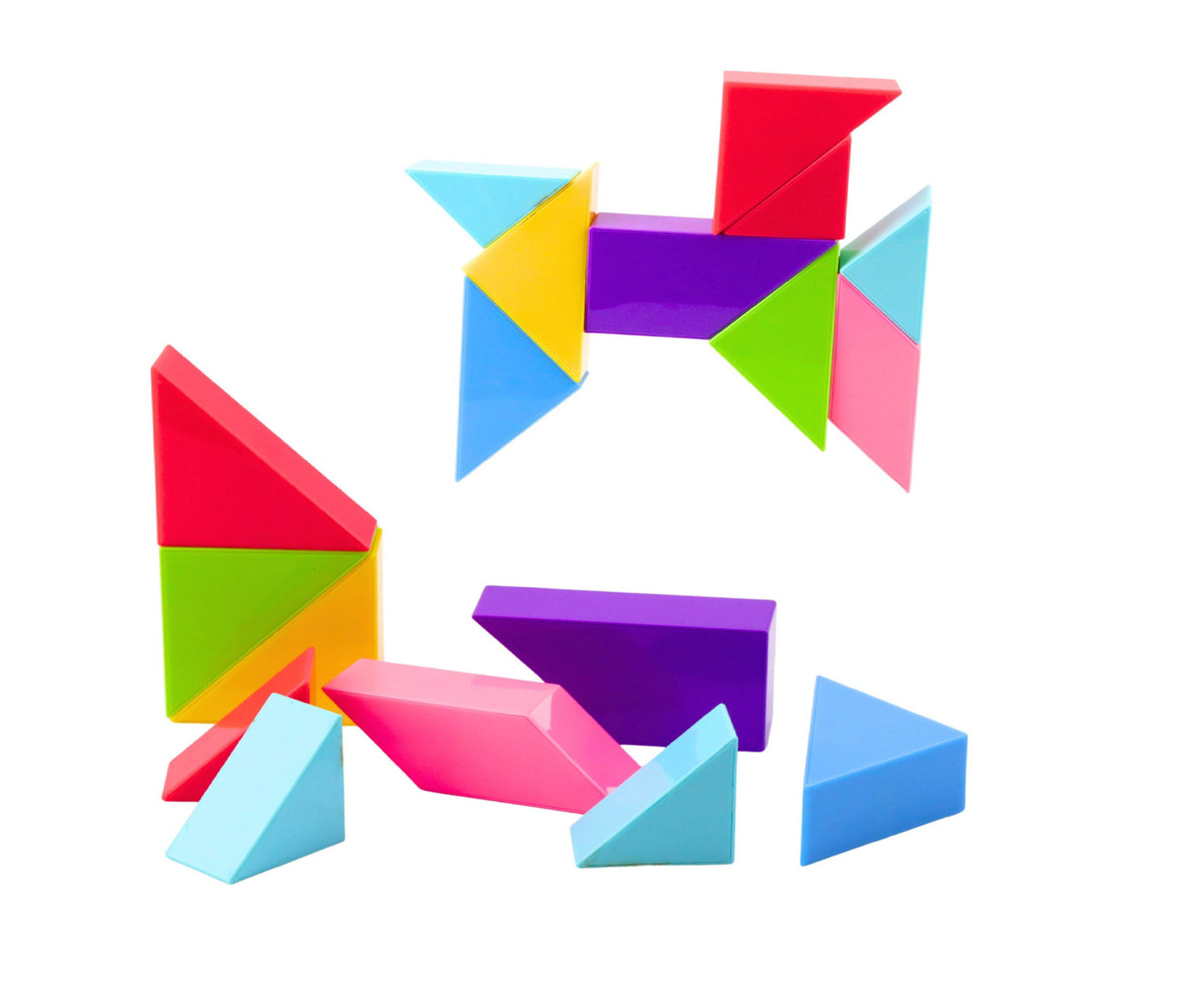 Set blocuri magnetice Tangram, 9 piese, multicolor, 22x17,5x4,5cm, Lean 23552