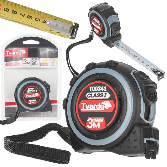 Ruleta cu 2 fete, 3 m x 16 mm, clasa I, Tvardy T00341