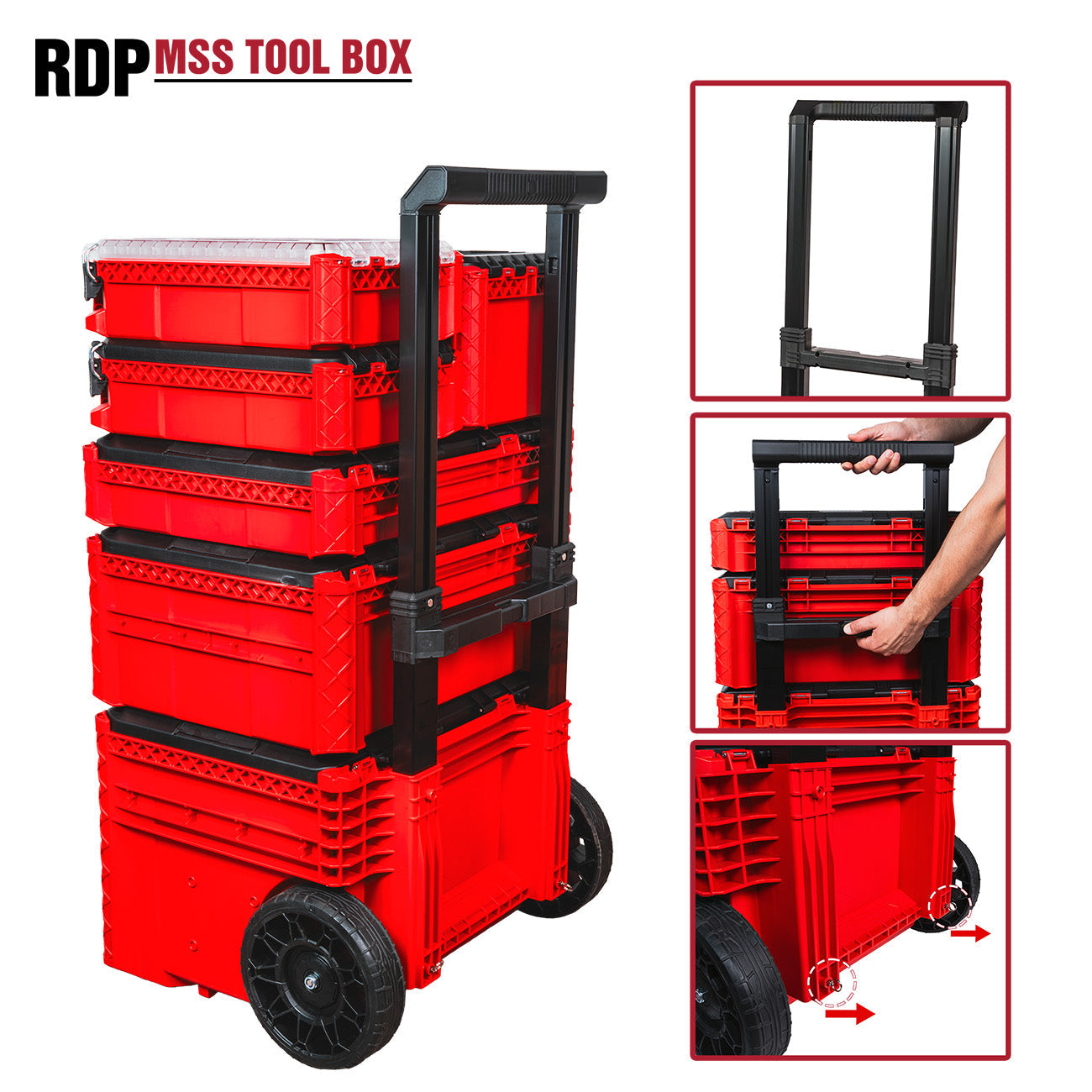 Sistem depozitare modular cu roti RDP-MSS7, 556 x 1120 x 424 mm, Raider 139615