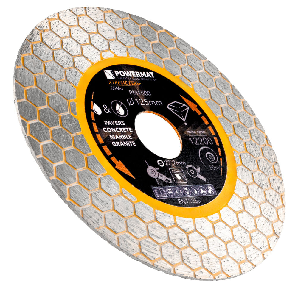 Disc diamantat hexagonal pentru ceramica PM-TDCS-1256T, 125 mm, Powermat PM1500