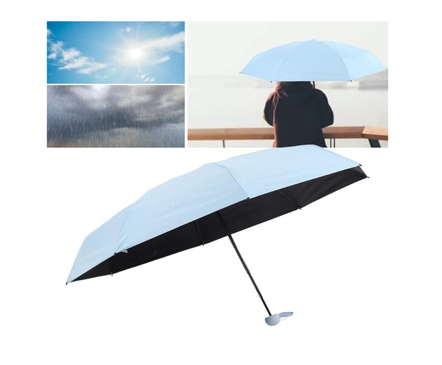 Umbrela pliabila cu protectie solara UV UPF 50+, husa albastra, 90 cm, Lean 27696