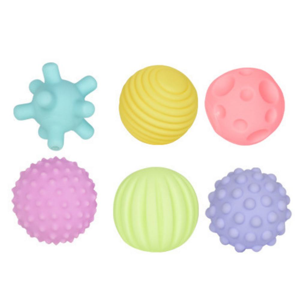 Set mingi senzoriale pentru copii, multicolor, 6 bucati, Lean 25052