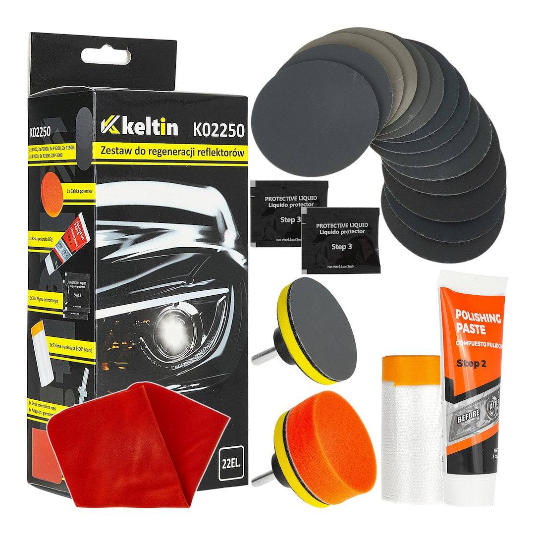 Kit restaurare faruri, 22 piese, Keltin K02250
