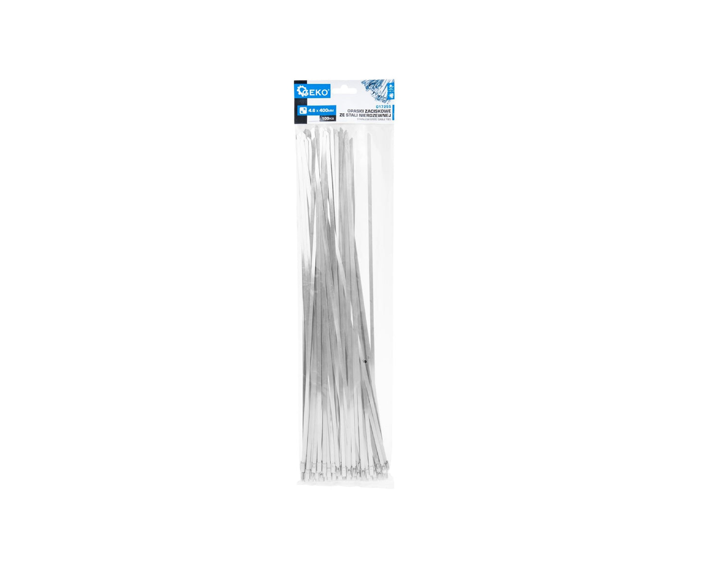 Set cleme din inox, 4,6x400mm, 100 bucati, Geko G17255