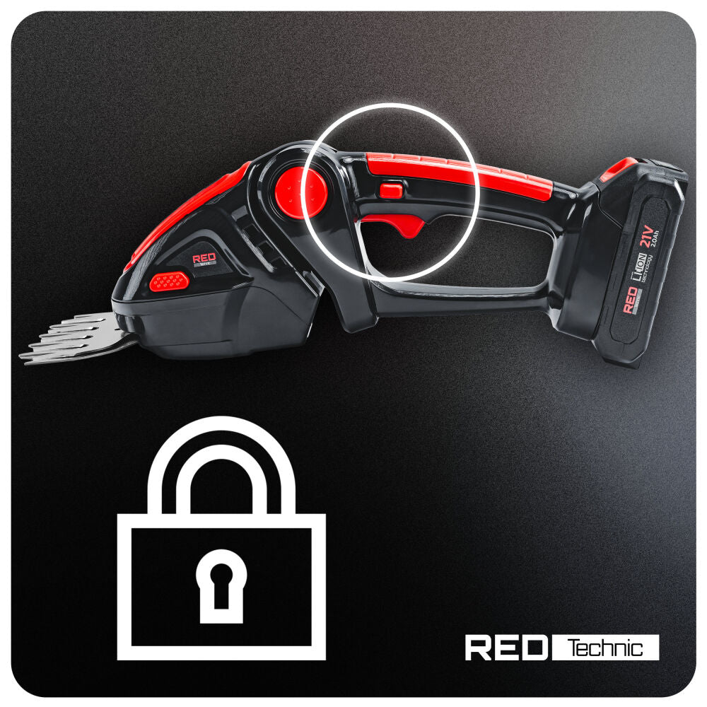 Foarfeca electrica pe acumulator pentru tuns iarba / arbusti, 21 V, Red Technic RTANTK0171