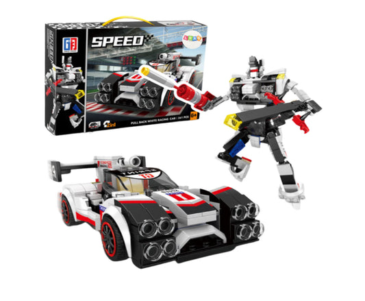 Set de constructii Auto Robot 2 in 1, 38,5x26,5x5cm, 341 piese, Lean 24573