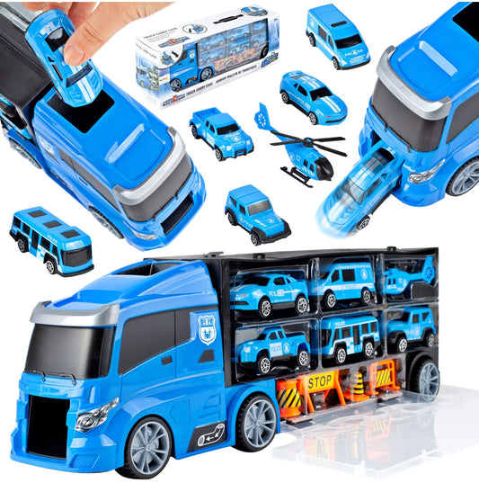 Set camion cu vehicule de politie, 41 x 10 x 15 cm, MalPlay 108438