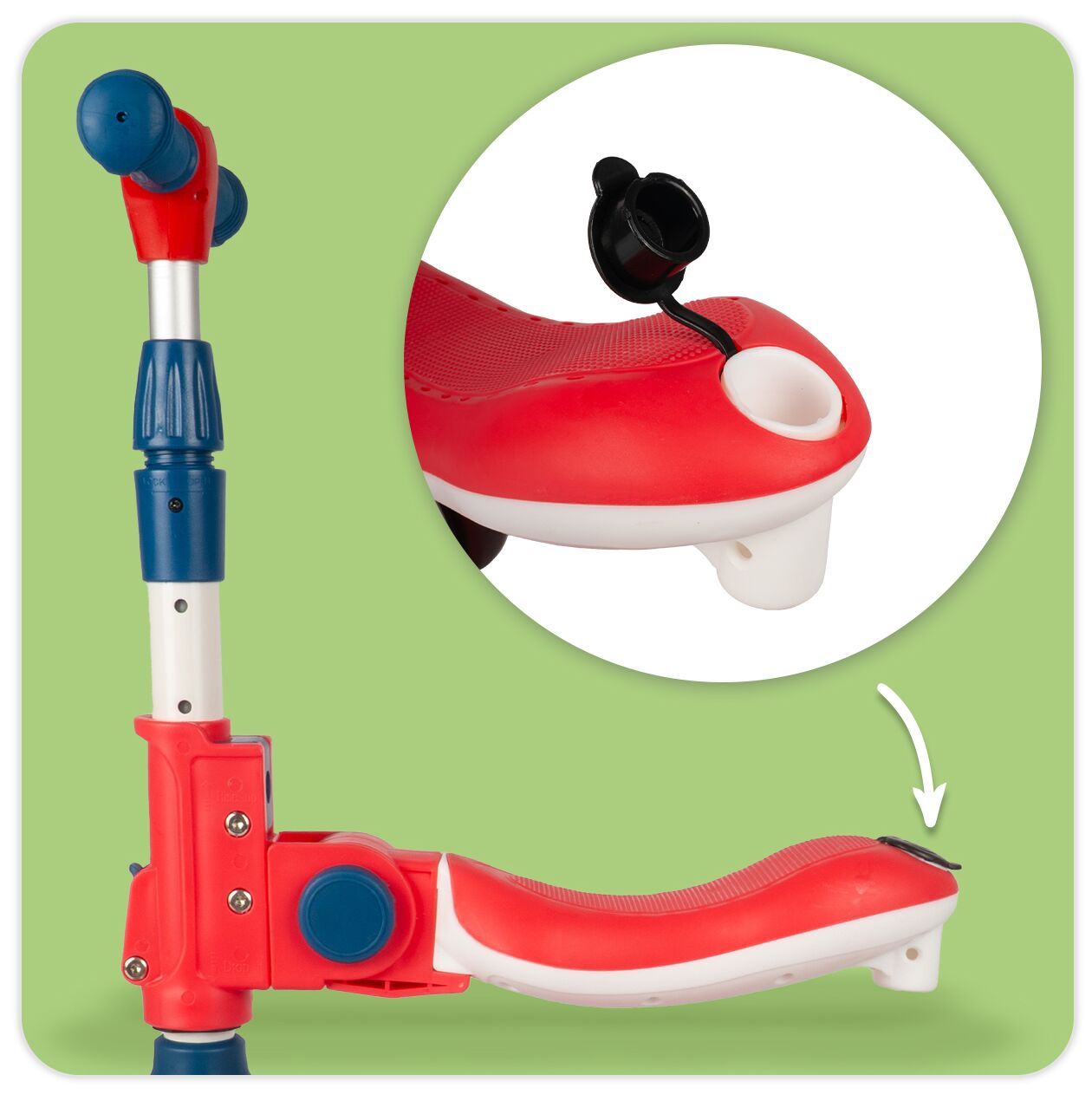 Trotineta cu 3 roti 3 in 1, rosu, MalPlay 112336