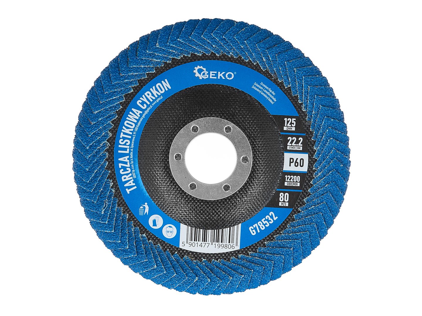 Disc lamelar Cyrkon pentru slefuire, 125 mm, P60, Geko G78532