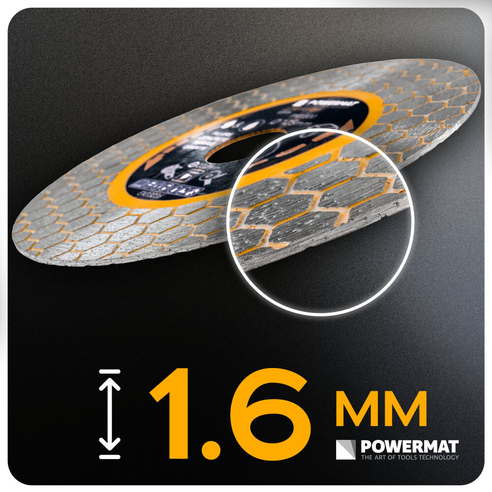 Disc diamantat hexagonal pentru ceramica PM-TDCS-1256T, 125 mm, Powermat PM1500
