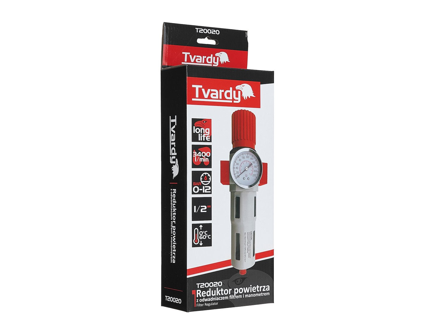 Reductor de aer cu manometru, 1 / 2", Tvardy T20020