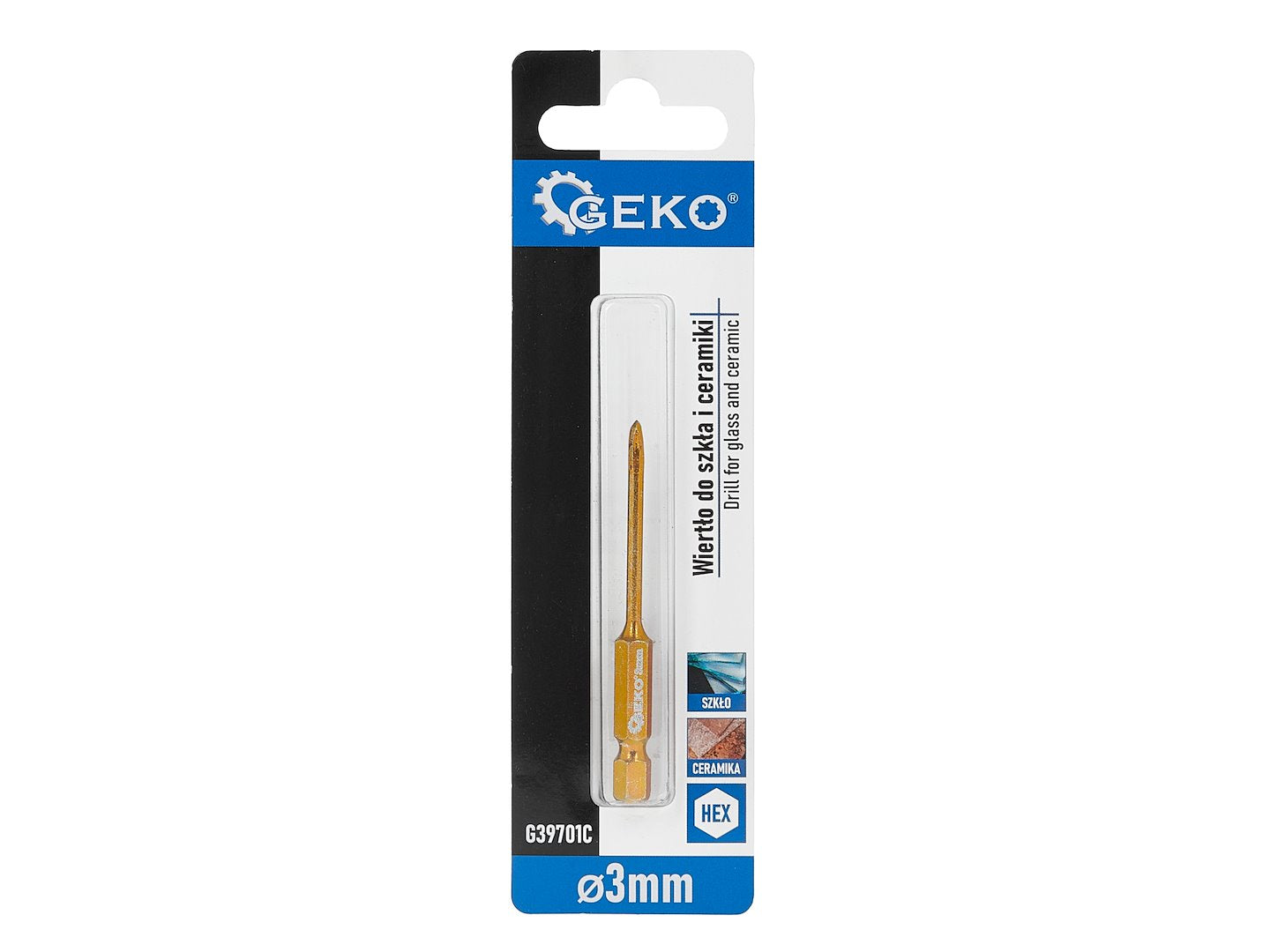 Burghiu pentru sticla si ceramica HEX, 3 mm, Geko G39701C