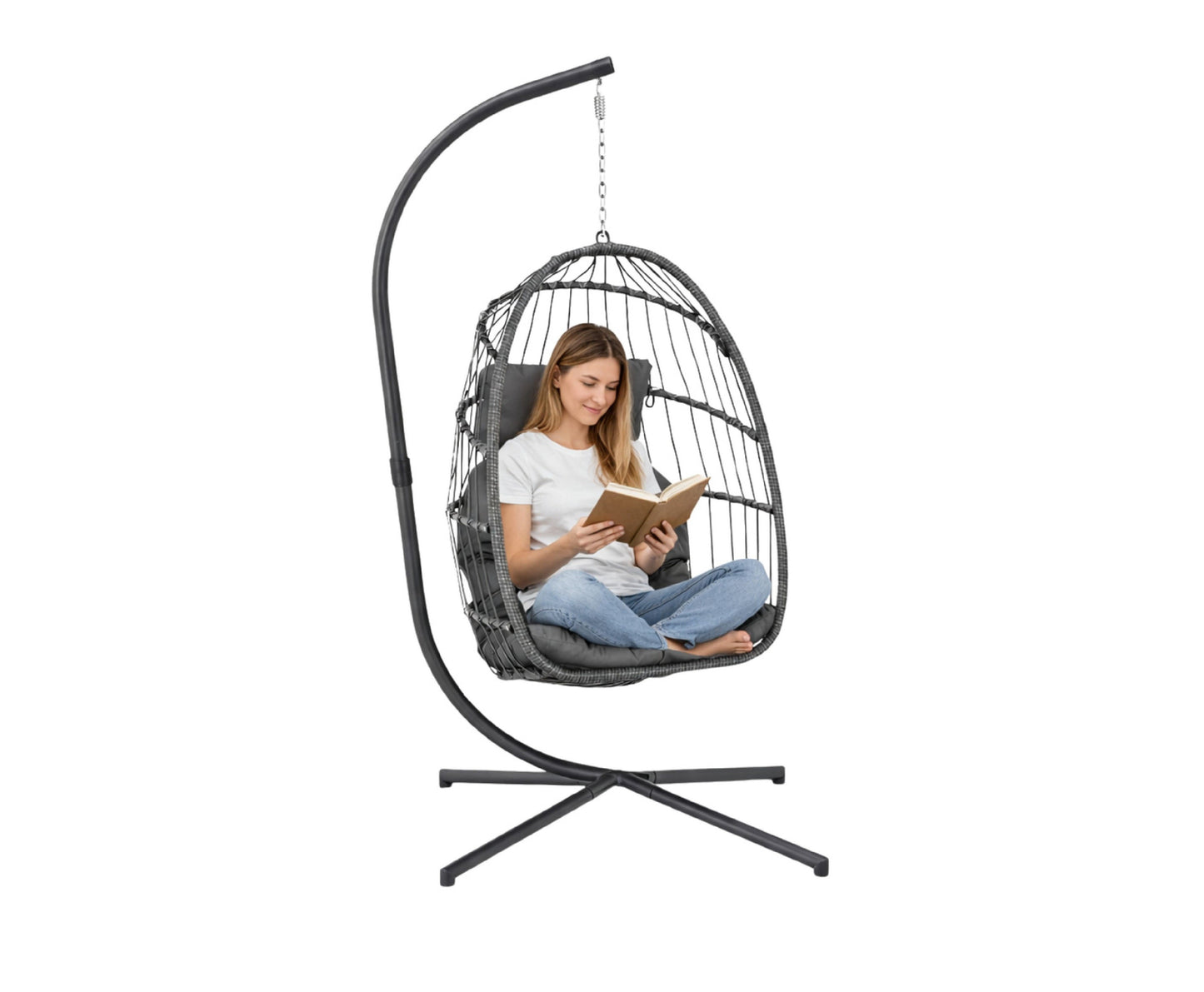 Balansoar suspendat de gradina Cocoon, 192 cm, gri, Lean 30645