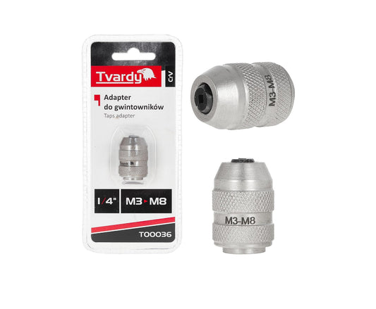 Adaptor pentru tarozi, 1 / 4", M3-M8, Cr-V, Tvardy T00036