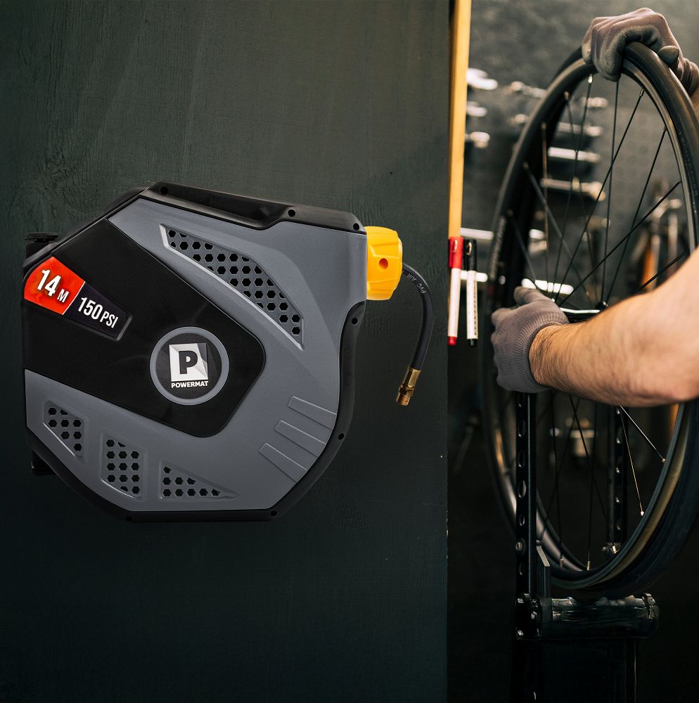 Tambur automat pentru furtun pneumatic PM-ABNW-14M, 14 m, Powermat PM1406