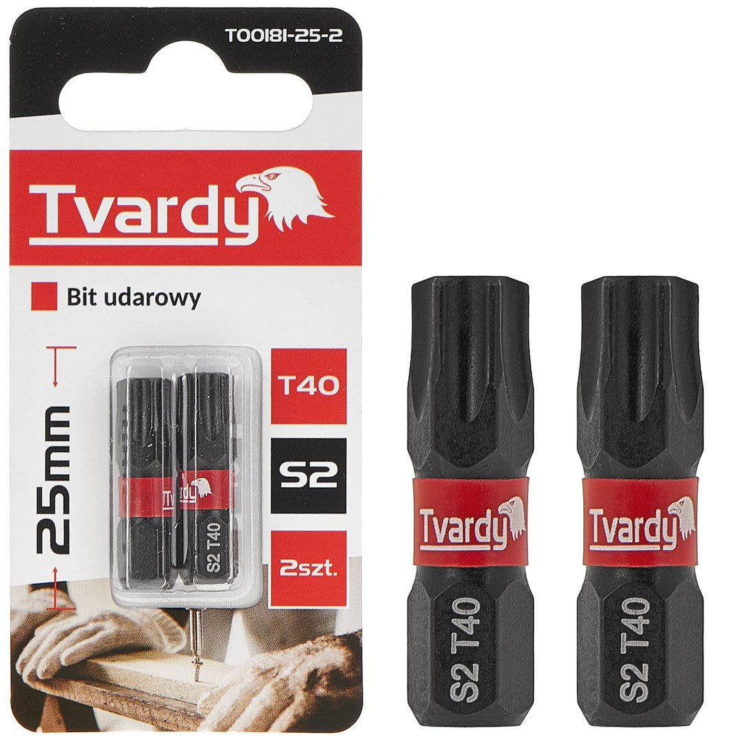 Set biti de impact T40, 25 mm S2, 2 bucati, Tvardy T00181-25-2