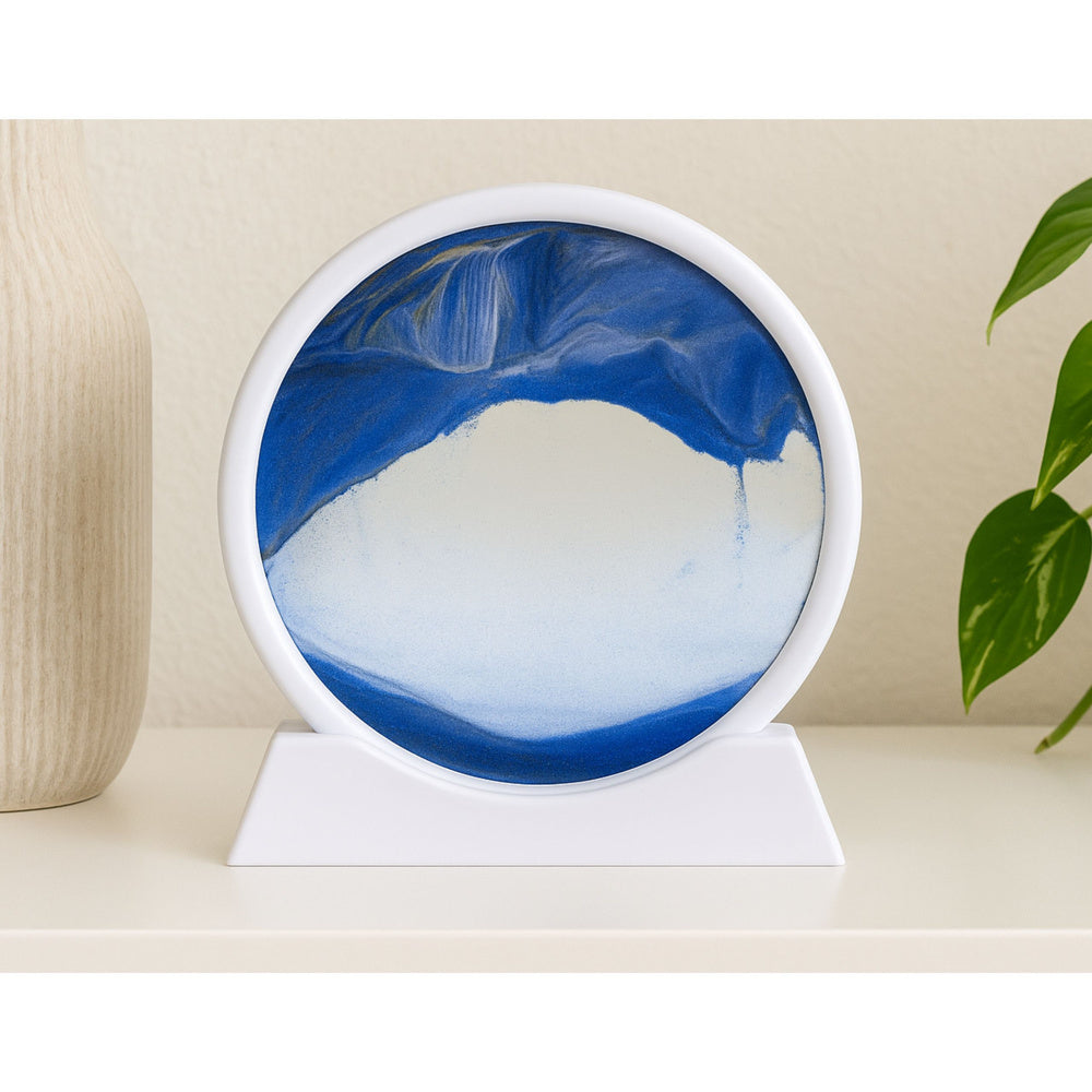 Tablou rotativ 3D cu nisip in miscare, 19 x 18 cm, albastru, Lean 27705