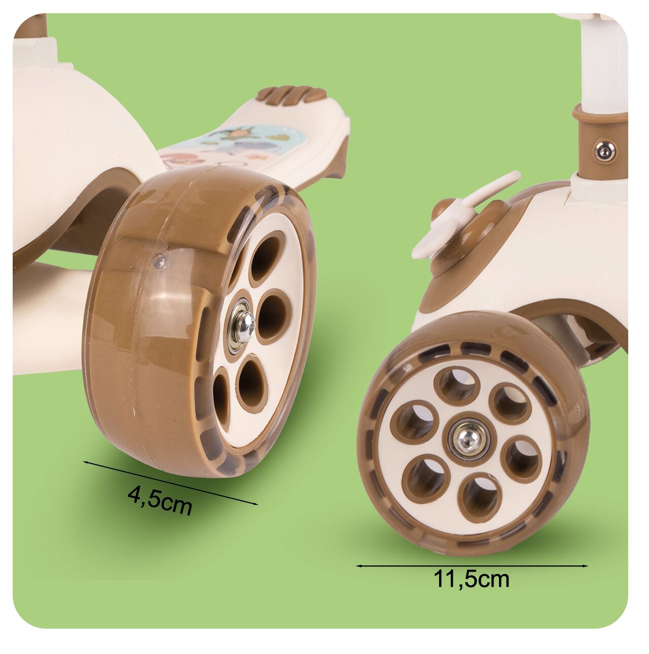 Trotineta pliabila cu 3 roti 3 in 1, bej, MalPlay 112330