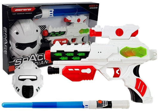 Set arme de jucarie, pistol laser, sabie luminoasa, masca, Lean 5086