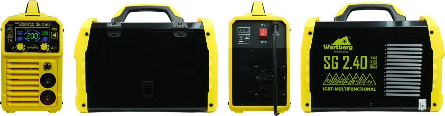 Aparat de sudura tip MIG FCAW / MMA / TIG Lift Wertberg SG 2.40 - 200A, Tehnologie IGBT, Afisaj LCD, Harder HD1484