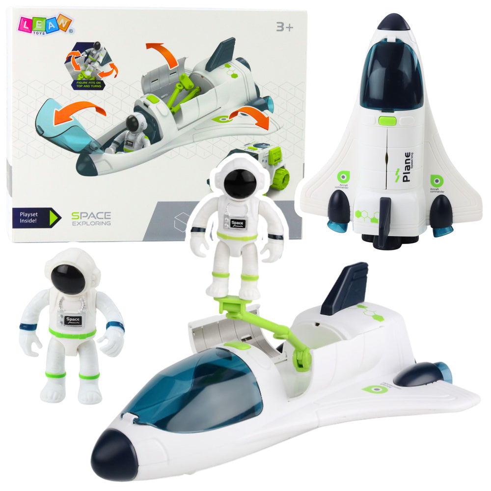 Set jucarie interactiva nava spatiala cu astronauti si vehicul, efecte luminoase si sonore, 26 x 20.,5 x 10 cm, Lean 27537