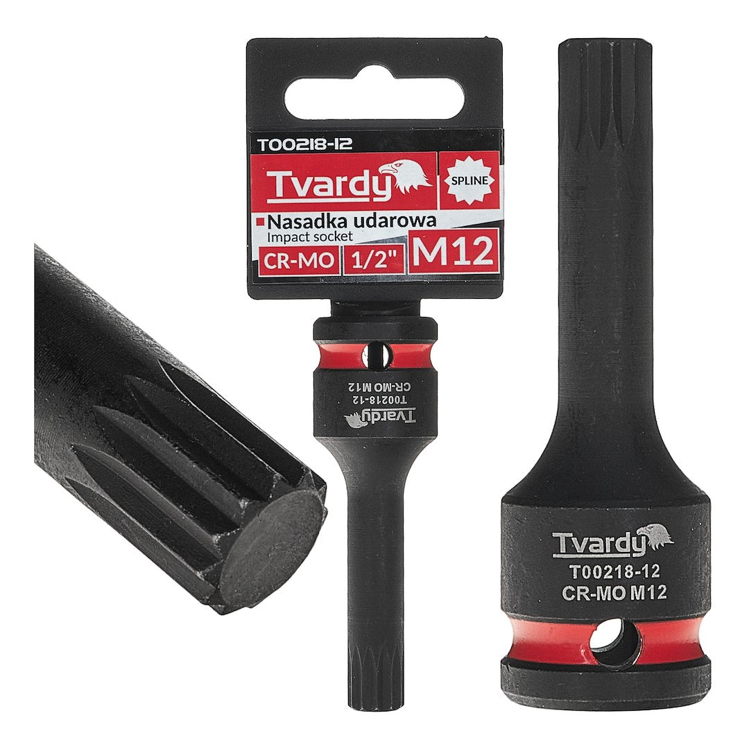 Cheie tubulara de impact SPLINE 1 / 2", M12, Cr-Mo, Tvardy T00218-12