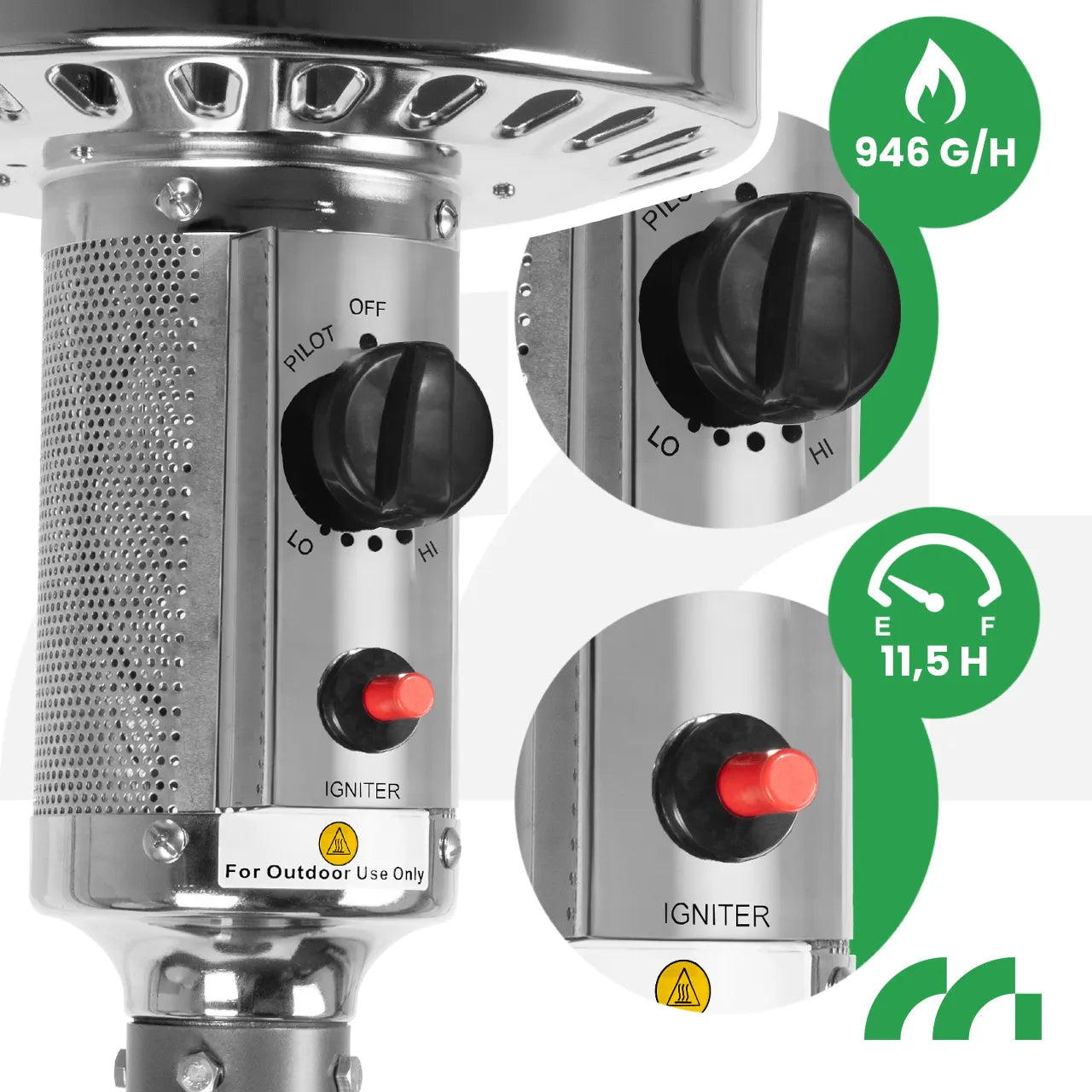 Incalzitor de terasa pe gaz Zone GH155, 13 kW, suprafata de incalzire 20m², MalTec 112706