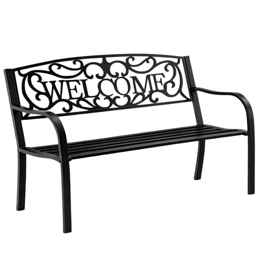 Banca pentru terasa cu spatar metalic Welcome, negru, 127 cm, Lean 29322