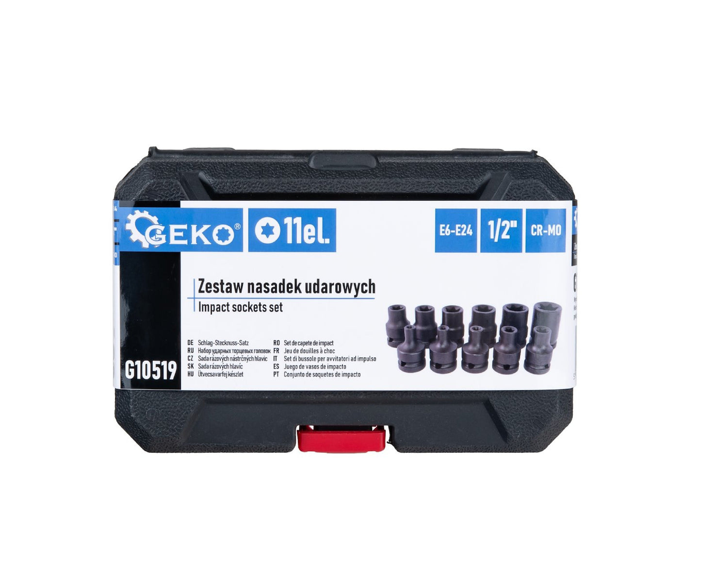 Set chei tubulare de impact Torx, 1/2" E6-E24 Cr-Mo, 11 bucati, Geko G10519