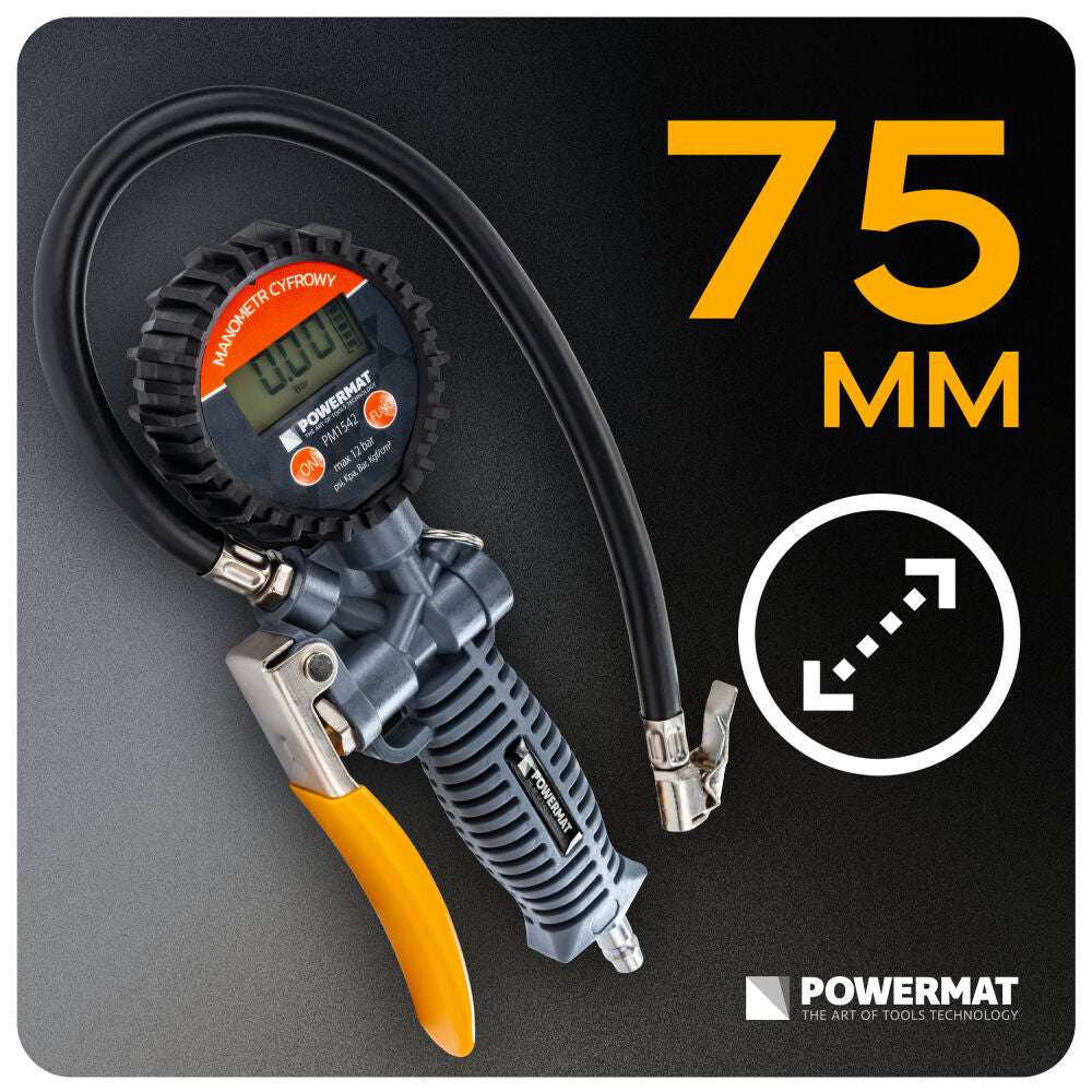 Pistol de umflat cu manometru cu afisaj LCD PM-PDPM-1T, 60 mm, Powermat PM1542