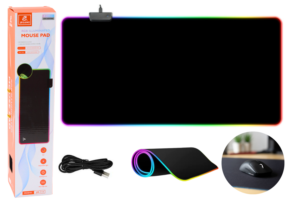 Pad pentru tastatura si mouse LED, 40 x 90 cm, Lean 20746