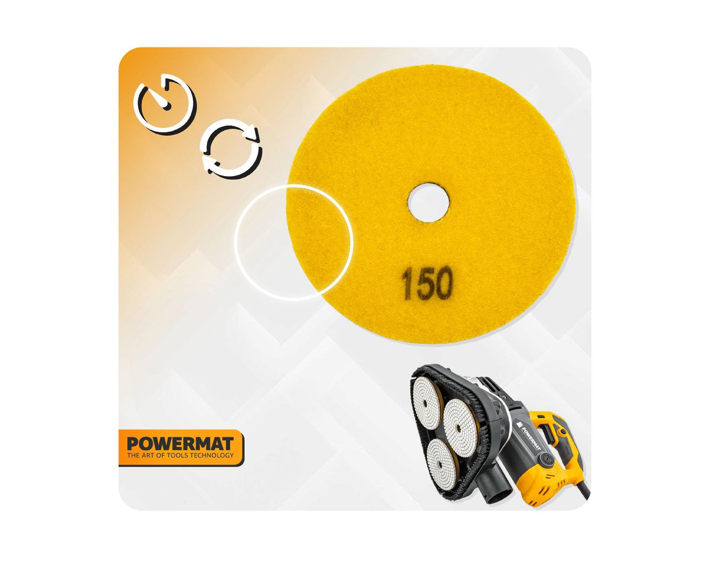 Disc diamantat pentru slefuire beton PM-DTS-1051T, 105 mm, P150, Powermat PM1583