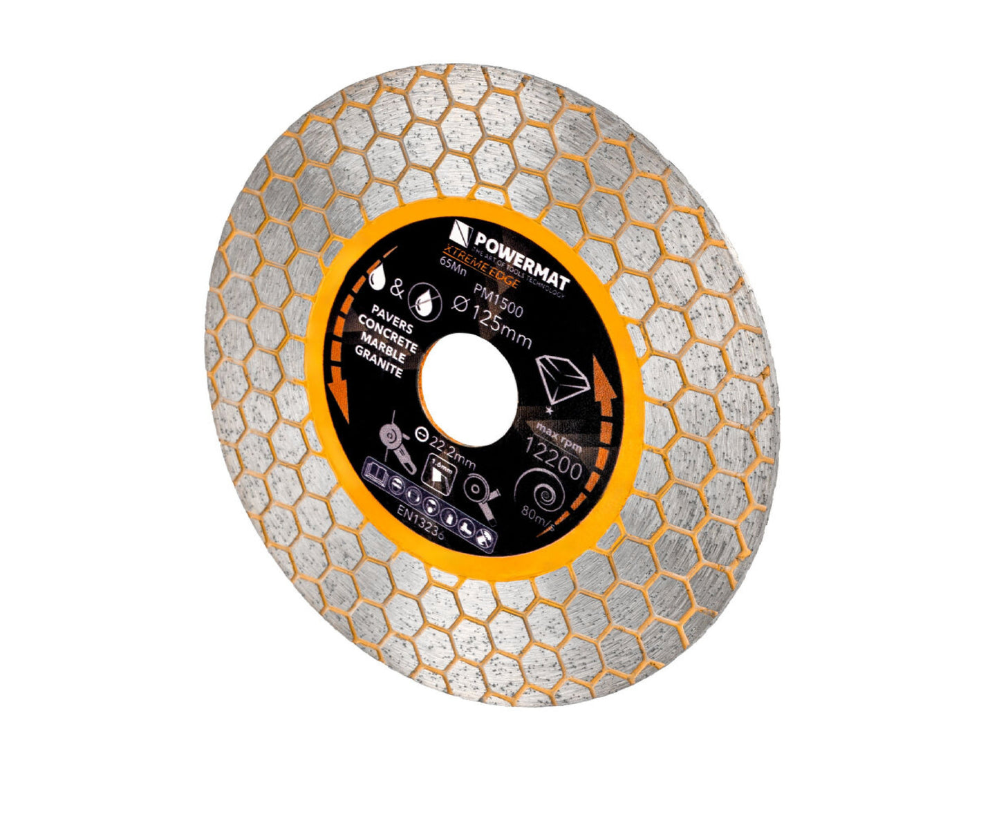 Disc diamantat hexagonal pentru ceramica PM-TDCS-1256T, 125 mm, Powermat PM1500