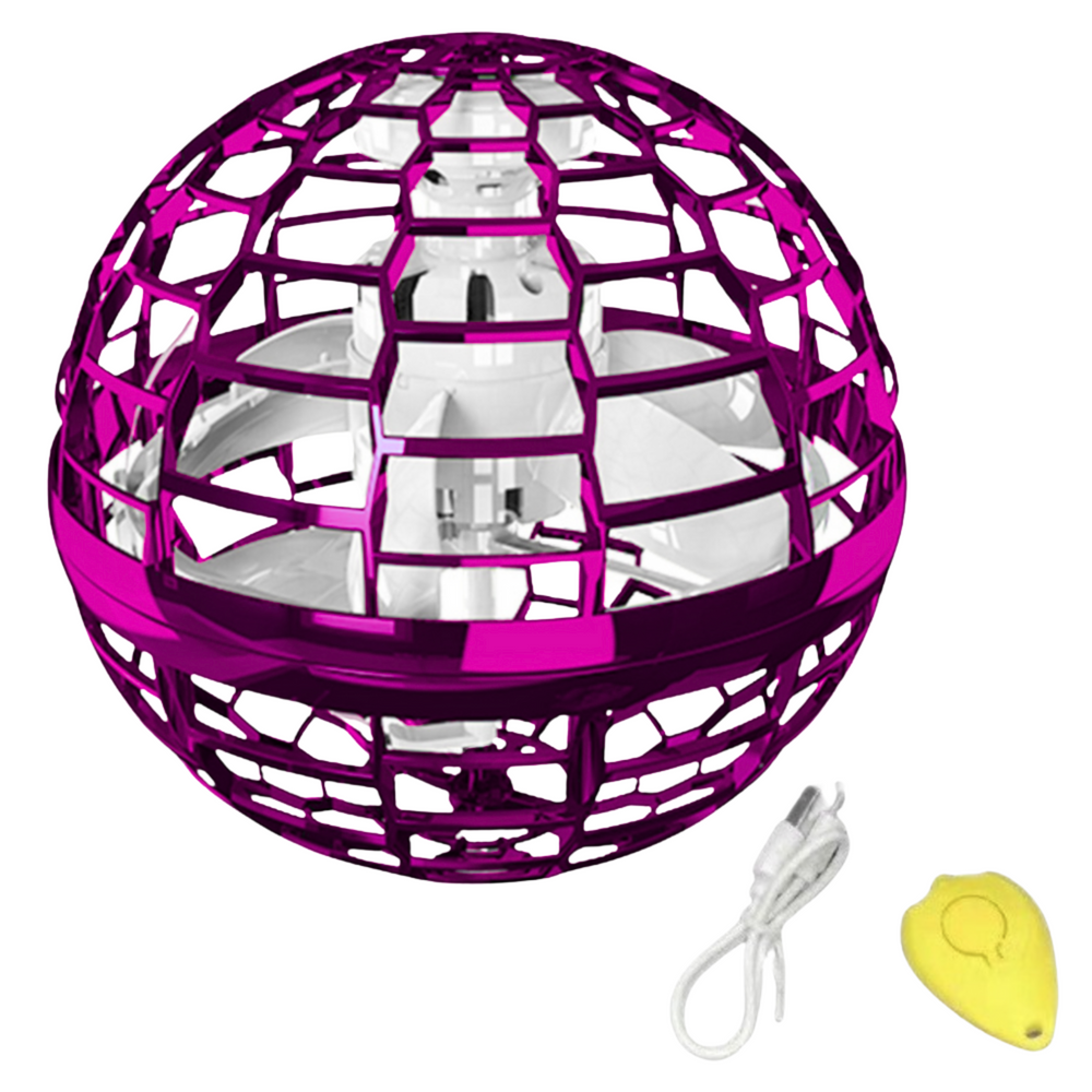 Minge rotativa zburatoare Flynova cu LED, roz, control manual, 10 cm, Lean 24968