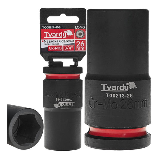 Cheie tubulara de impact in 6 puncte 3 / 4", 26 mm, Cr-Mo, Tvardy T00213-26