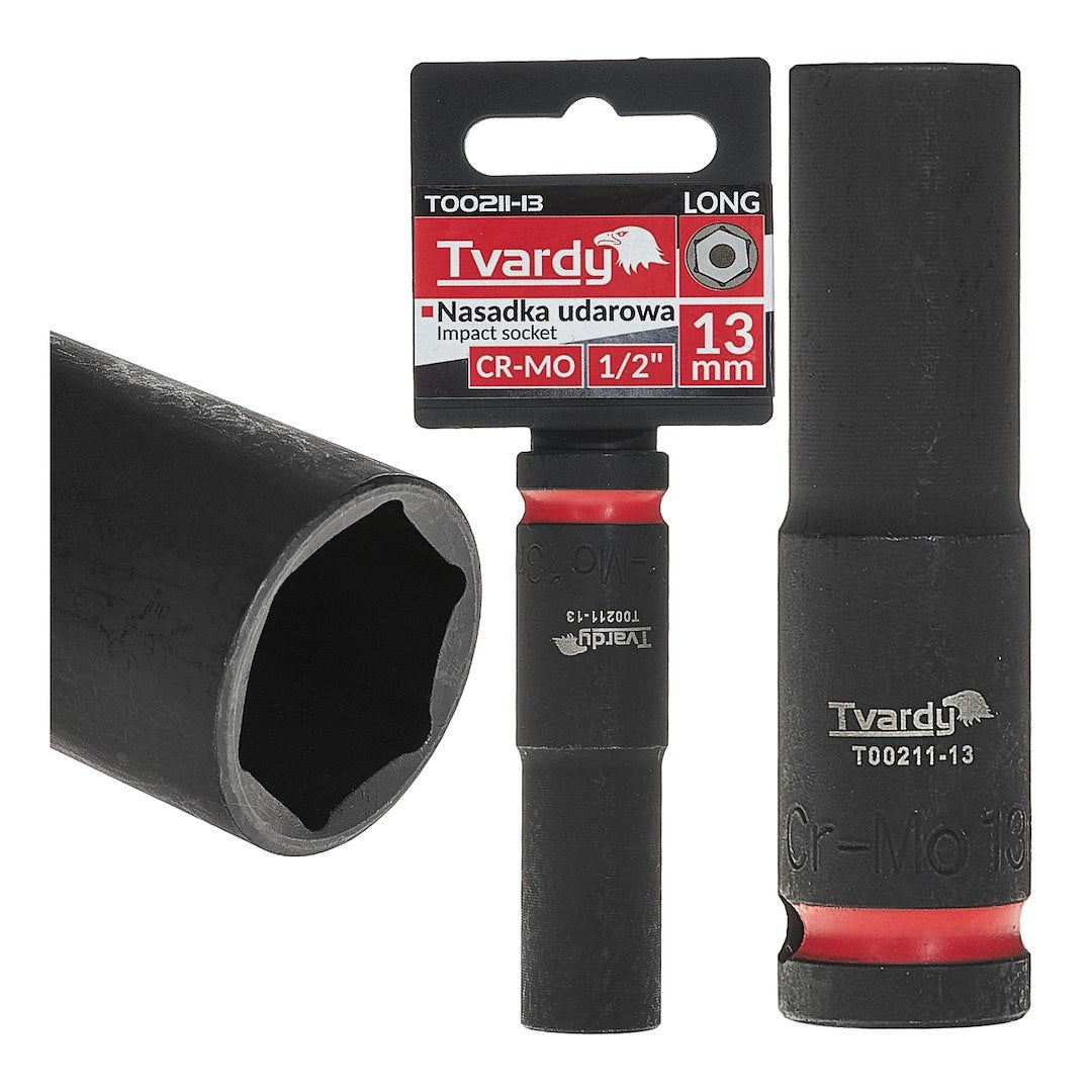 Cheie tubulara de impact lunga in 6 puncte 1 / 2", 13 mm, Cr-Mo, Tvardy T00211-13