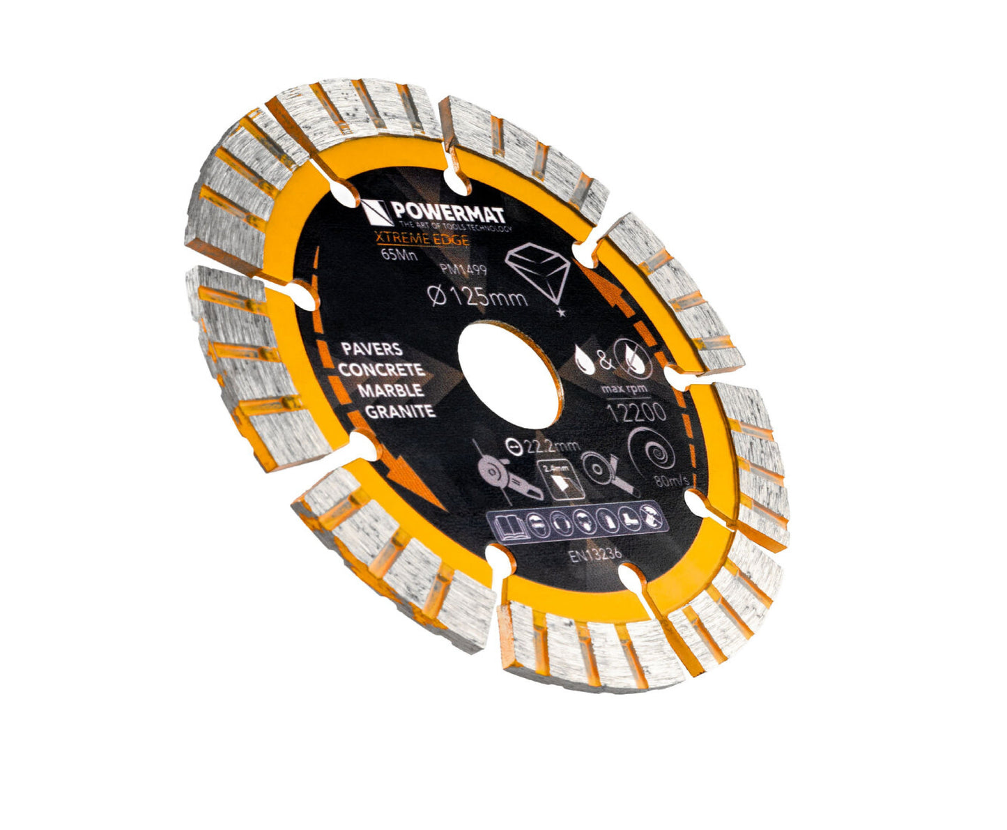 Disc diamantat segmentat PM-TDCS-1255T, 125 mm, Powermat PM1499
